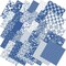 60Pcs Flower Cotton Pre-Cut Fabric Bundles Blue White Floral Fabric Squares(Blue)